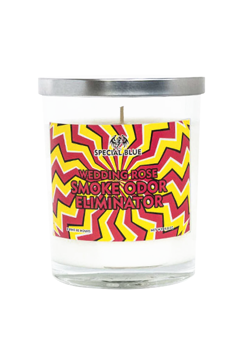 Special Blue Wedding Rose Scented Candle, 14.8 oz, Smoke Odor Eliminator, Front View