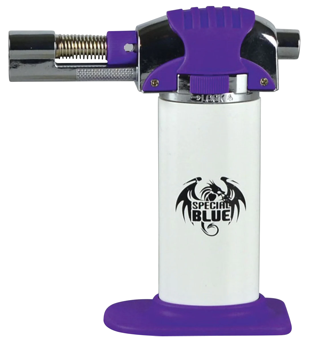 Special Blue Purple Haze Butane Dab Torch, compact design, front view on white background