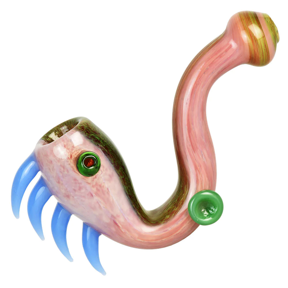 6.25" Spiky Sherlock Hand Pipe in Borosilicate Glass with Heavy Wall, Front View