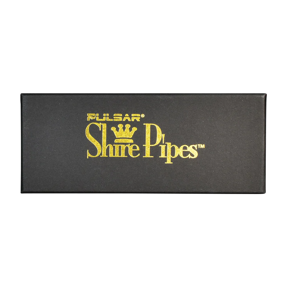 Pulsar Shire Pipes logo on sleek black packaging box, top view