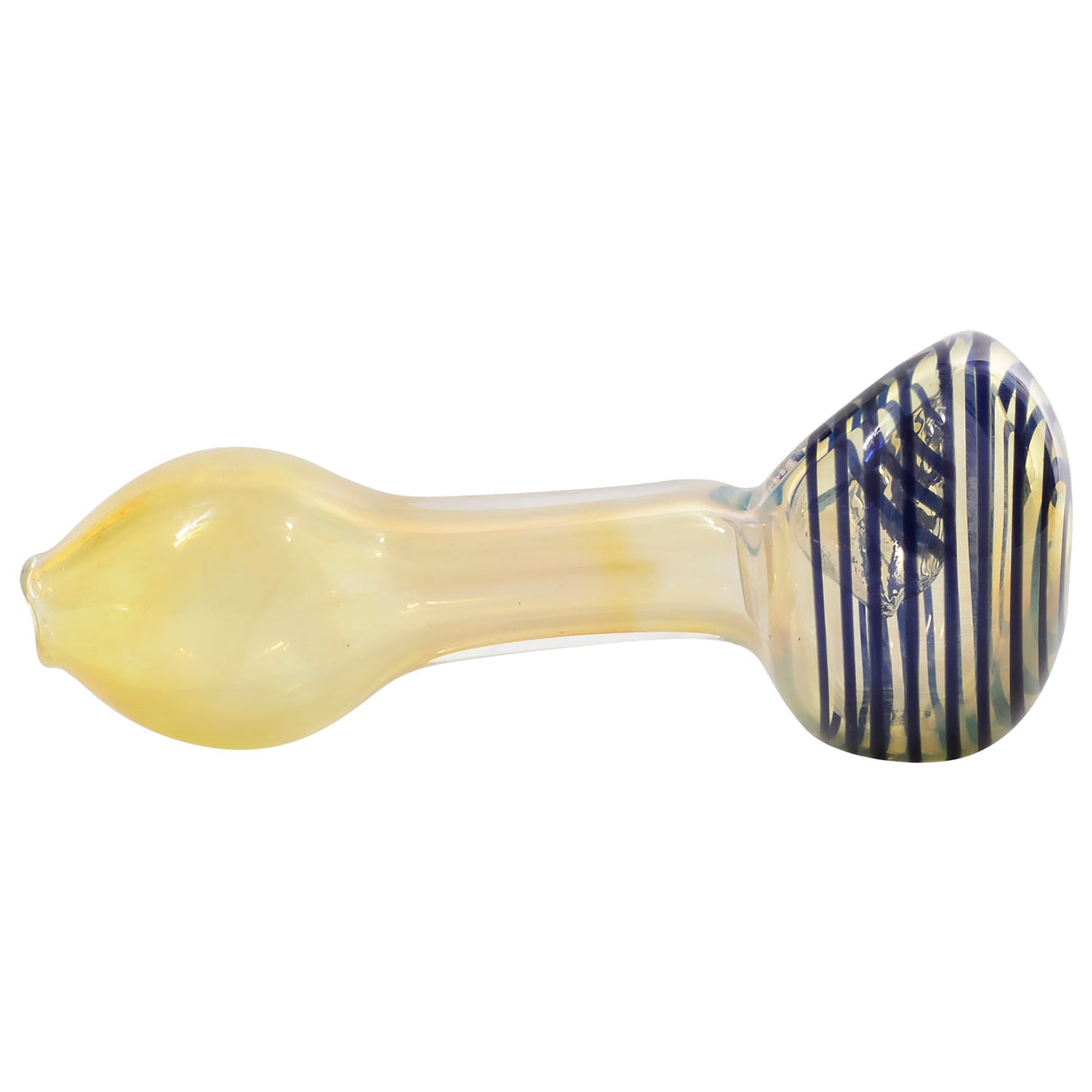 LA Pipes Compact Color-Shift Glass Spoon Pipe with Spiraled Bowl, 3.5" USA Made, Side View