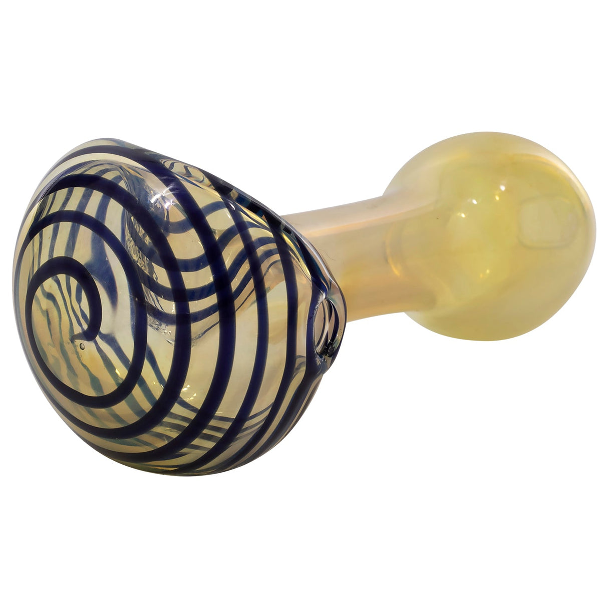LA Pipes Compact Color-Shift Spoon Pipe with Spiral Design, 3.5" Borosilicate Glass, Side View