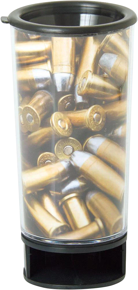 Black Spit Bud Spittoon with Can Cutter, compact design, featuring a closable lid and bullet shell design