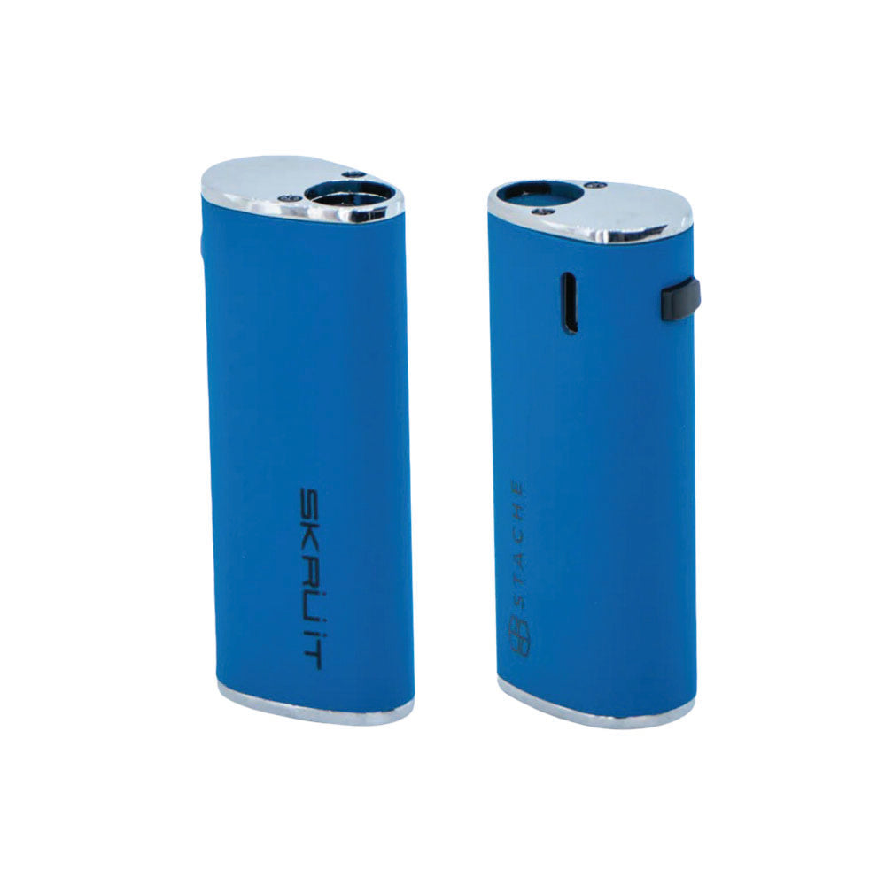 Stache Products Skruit Dual Connect 510 Battery in Blue, 650mAh, Portable Design - Front and Side View