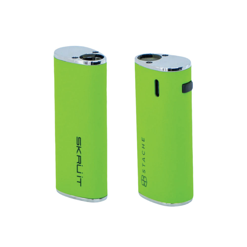 Stache Products Skruit Dual Connect 510 Battery in Green, 650mAh, Portable Design, Front and Side Views