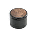 Stache Products 3pc Grynder with Wood Lid in Black, Portable Metal Herb Grinder, Front View