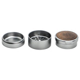 Stache Products 3pc Grynder with Wood Lid, Black & Gray, Portable 2.5" Diameter - Front View