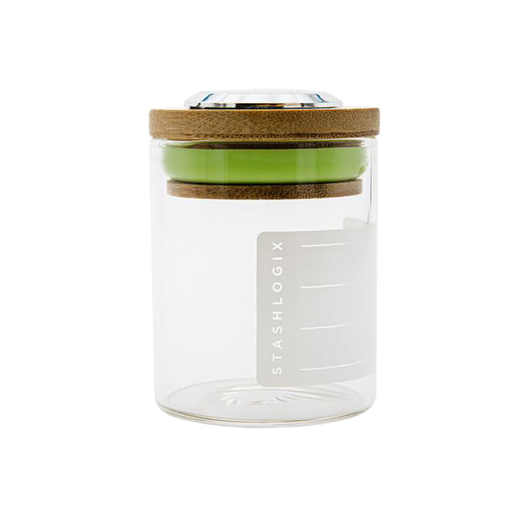 Stashlogix SmartJar with Analogue Humidity Sensor, clear borosilicate glass, front view
