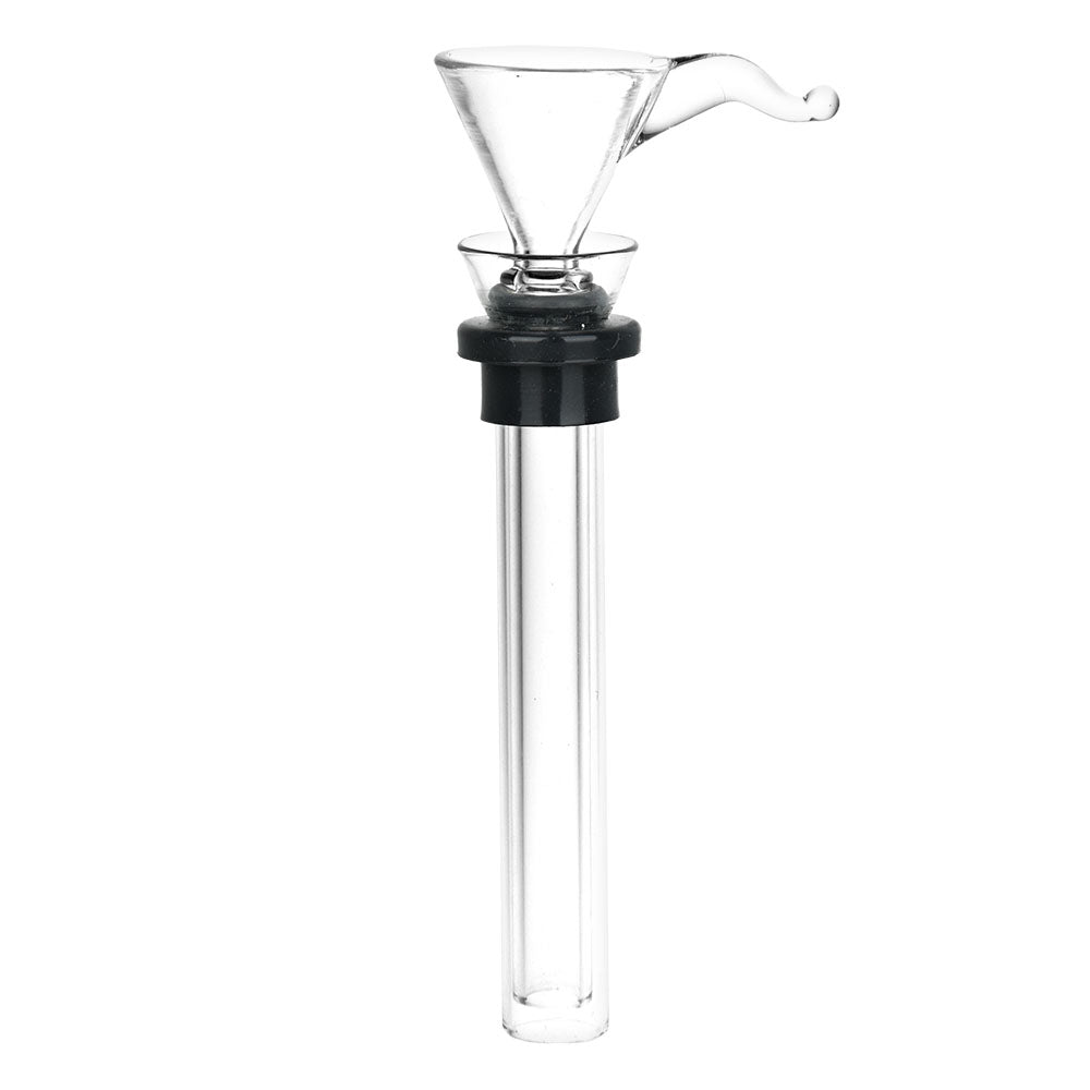 Clear Borosilicate Glass Bong Stem & Slide Set, 14mm Joint, Front View on White Background