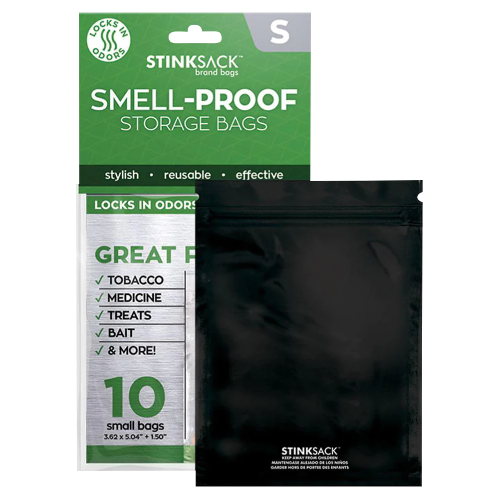 Stink Sack Dymapak Black Smell-Proof Storage Bags, Portable, Closable, Front View