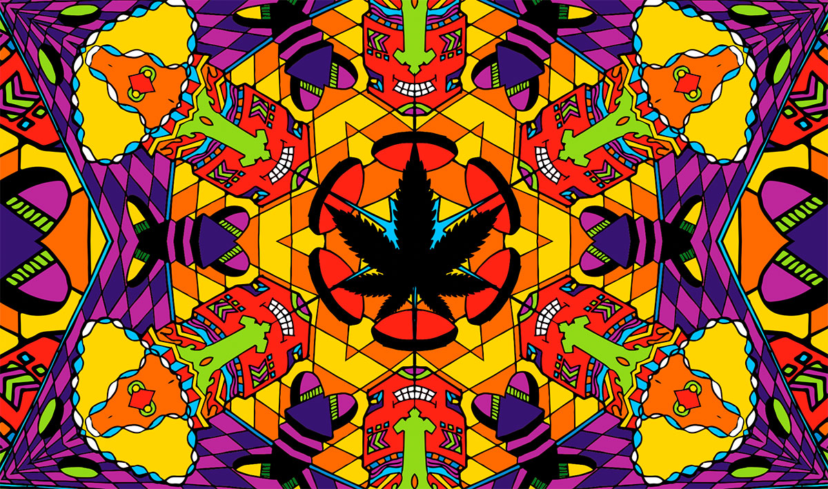 StonerDays 8" Bad Trip Dab Mat featuring a colorful psychedelic design, perfect for bongs and concentrates.