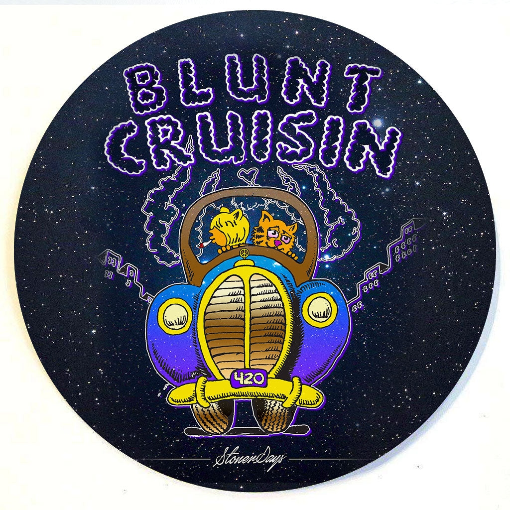 StonerDays Blunt Cruisin Dab Mat with vibrant space design, 8" diameter silicone