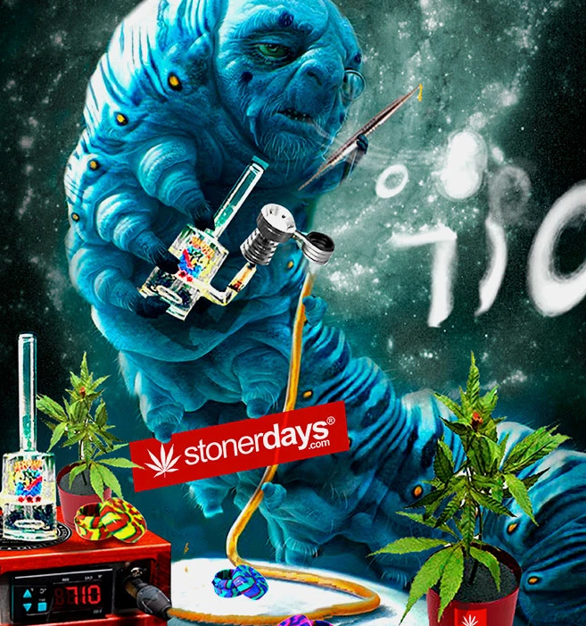 StonerDays Caterpillar Dab Mat with vibrant art design, 8" diameter, ideal for bong stability