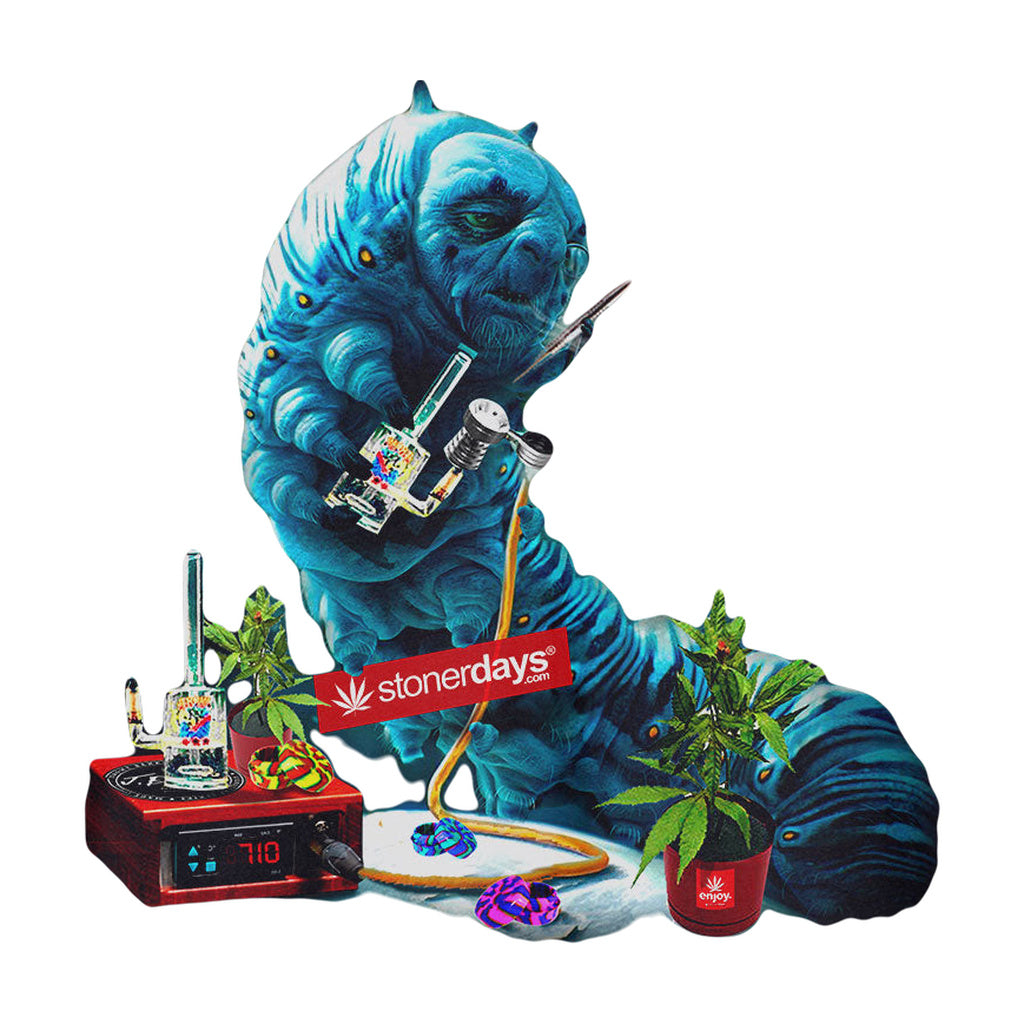 StonerDays Caterpillar Hoodie in black with vibrant graphic print, available in multiple sizes