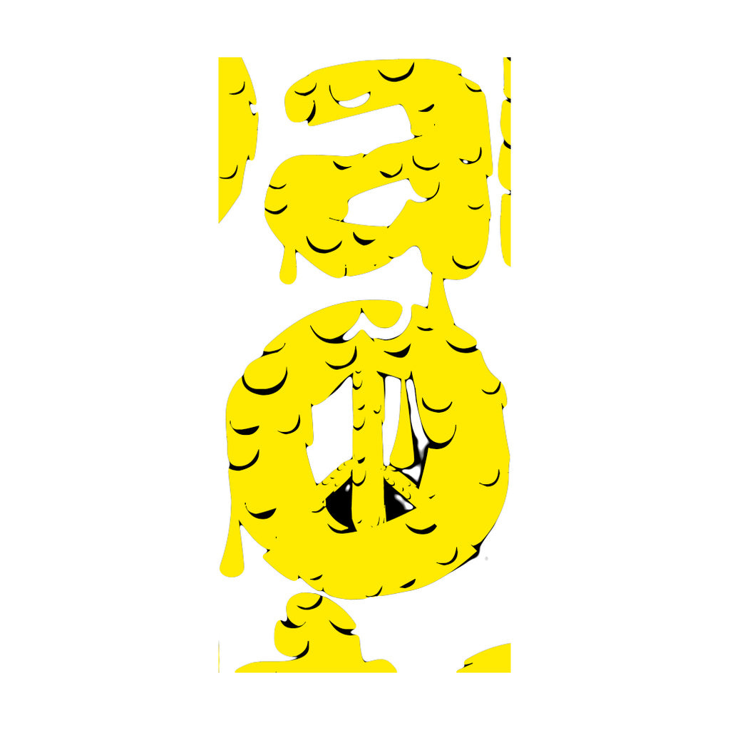 Close-up of StonerDays Dabsolutely Crop Top Hoodie design in vibrant yellow