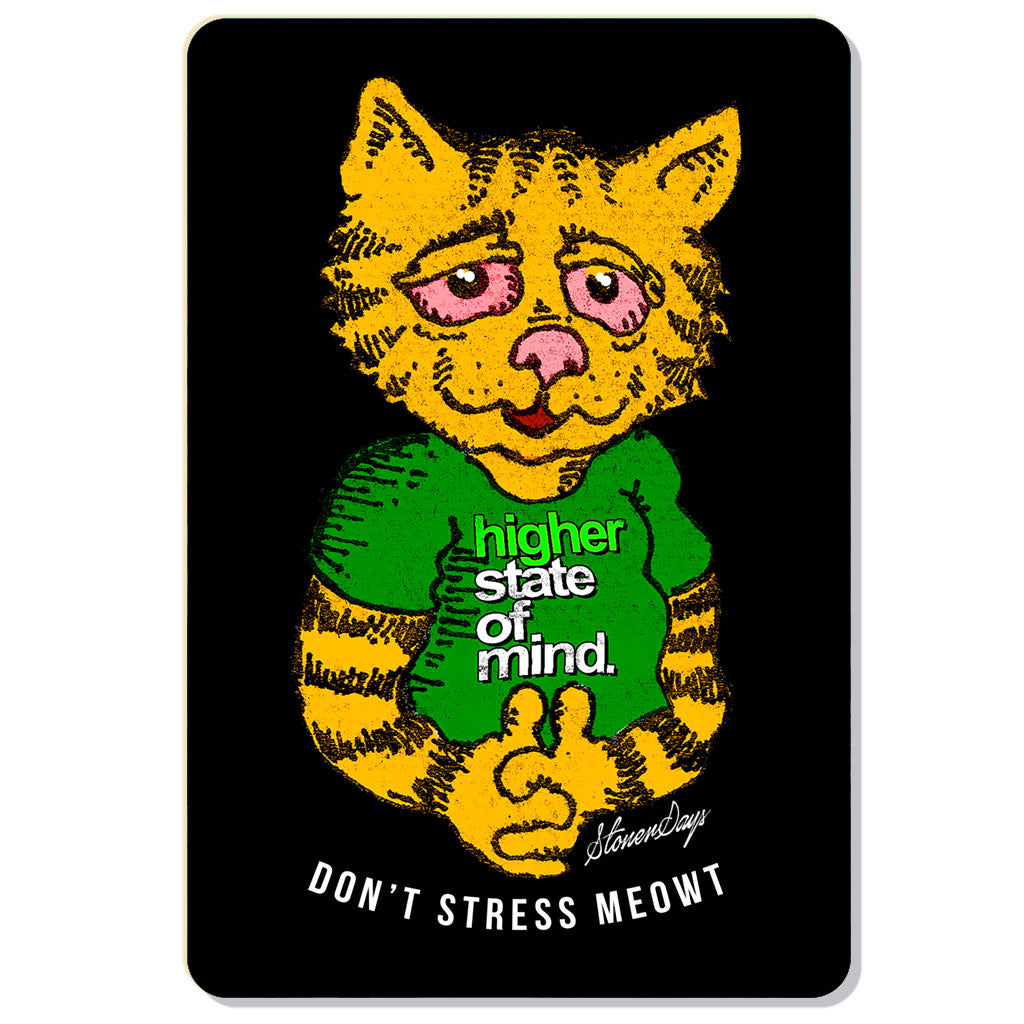 StonerDays 'Don't Stress Meowt' Dab Mat with cat graphic, 8" rubber, ideal for bongs