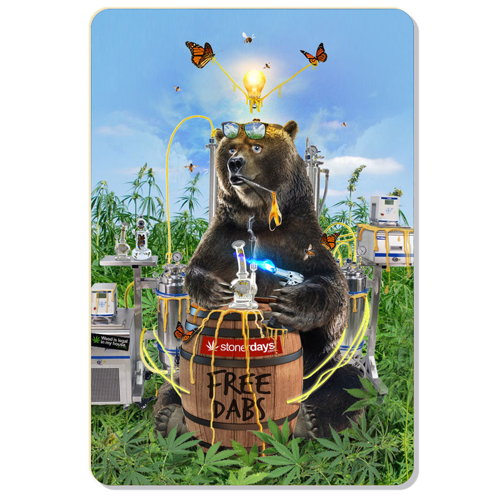 StonerDays Free Dabs Bear Dab Mat, 12" x 8" silicone rubber, whimsical bear design, front view