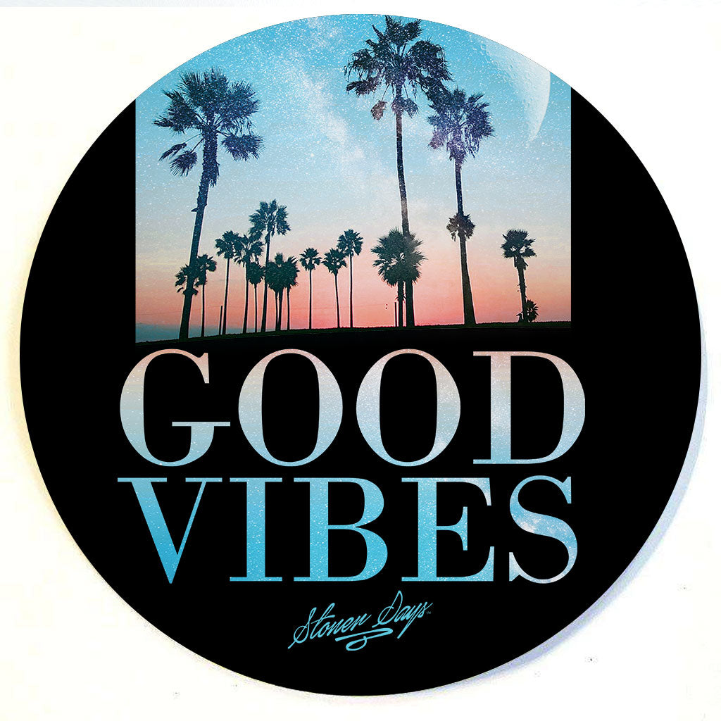 StonerDays Good Vibes Throwback Dab Mat with Palm Tree Design, 1/4" Thick