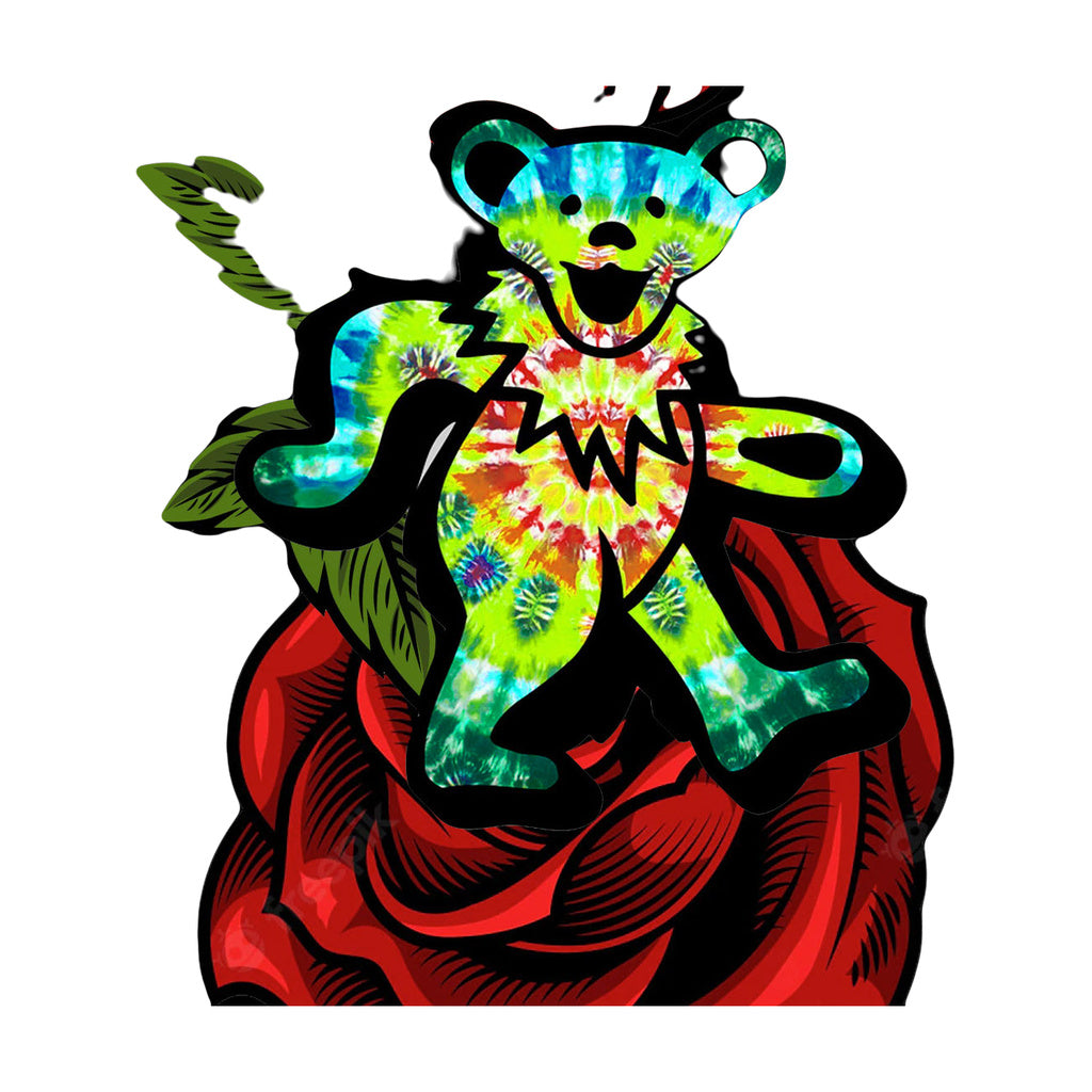 StonerDays Grateful Dabs Hoodie featuring a vibrant tie-dye bear design on a black background