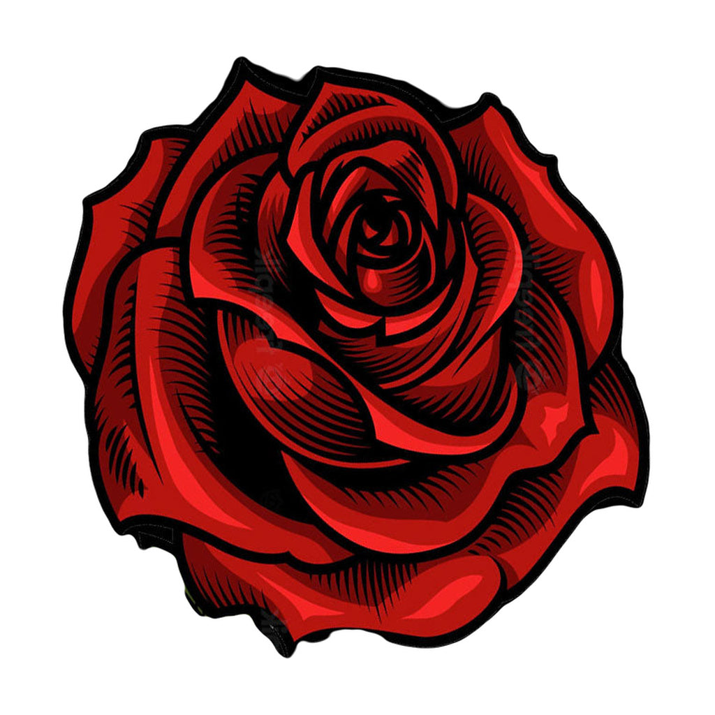 StonerDays Grateful Dabs Hoodie design close-up featuring vibrant red rose and yellow text