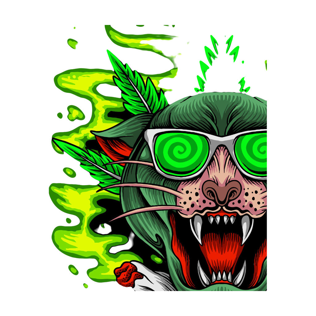 StonerDays Greenz Panther Women's Racerback featuring vibrant Rasta colors, front view