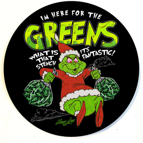 StonerDays Grinch-themed 8" Dab Mat with non-slip rubber base for bongs and concentrates