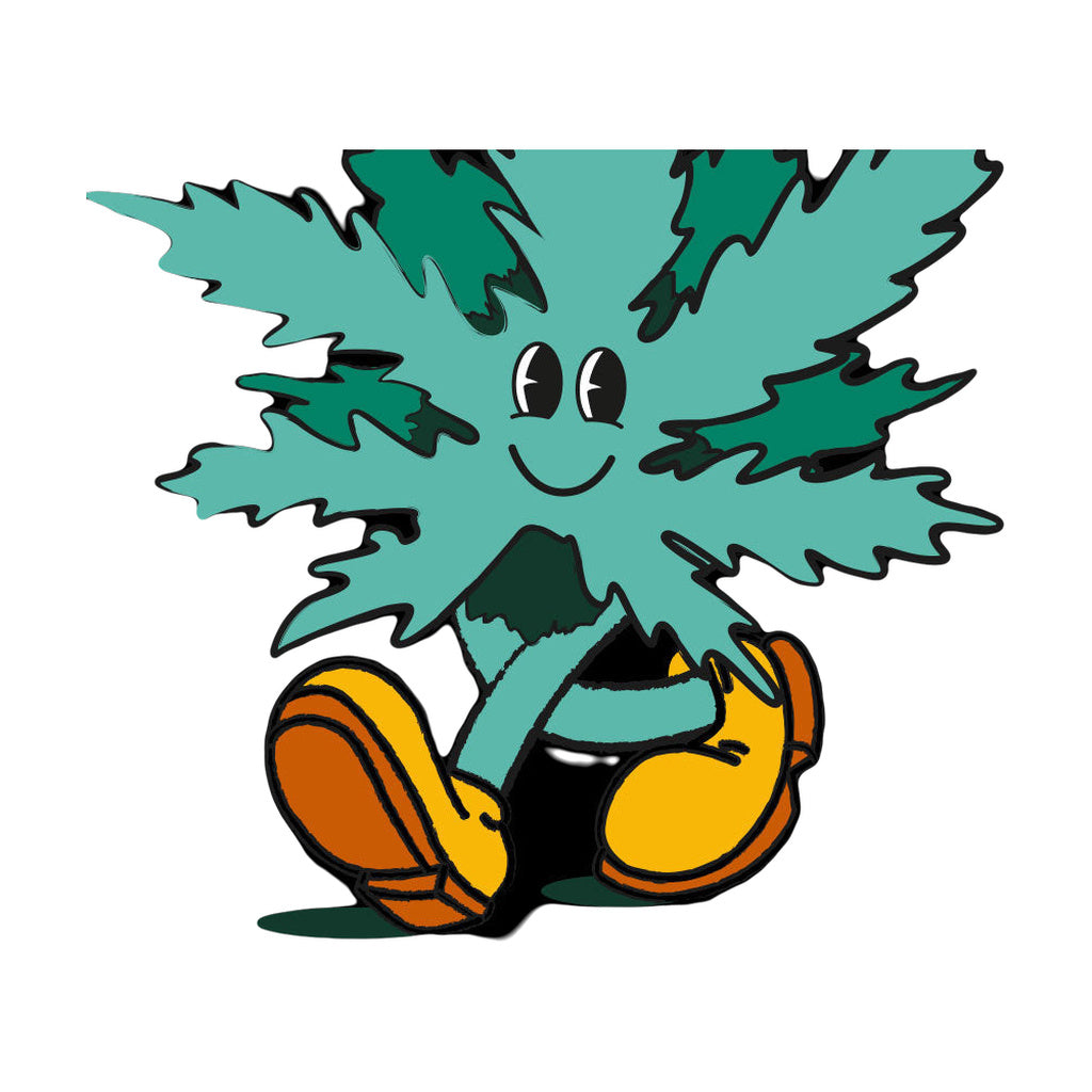 StonerDays Happy 420 Crop Top Hoodie featuring a relaxed leaf character, green color, women's fit