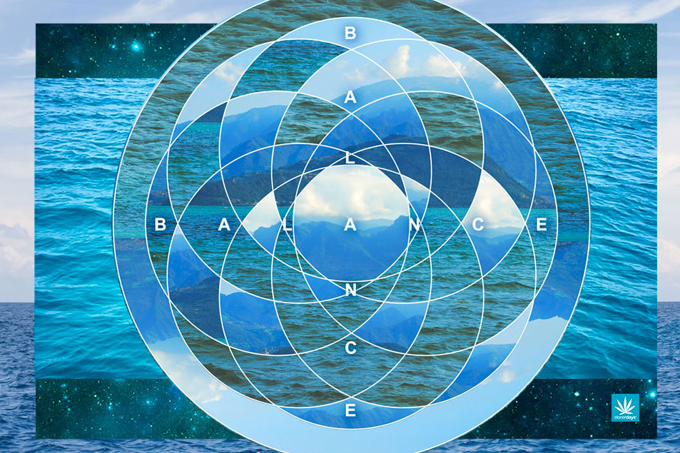 StonerDays Hsom Balance Dab Mat with oceanic design, 1/4" thick polyester, for dab rigs and bongs