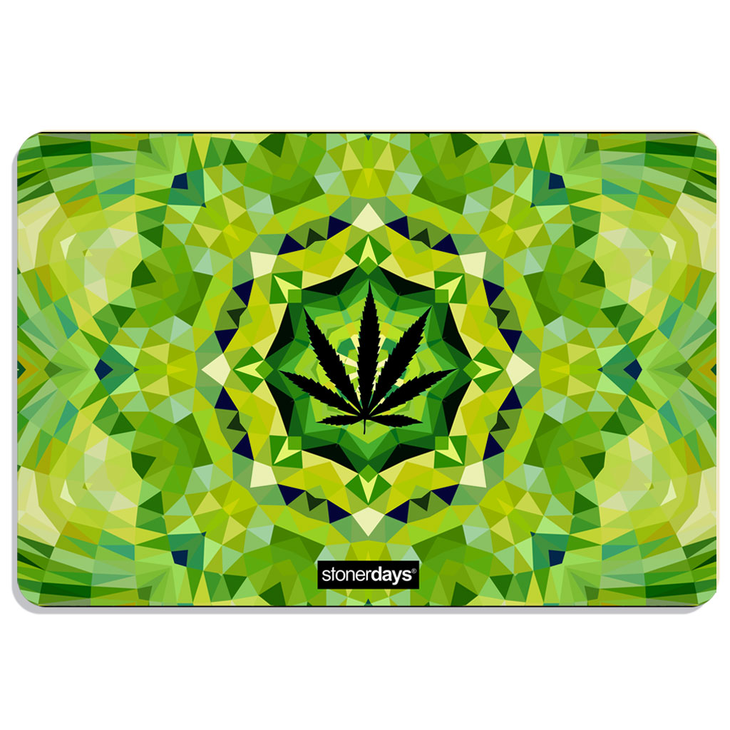 StonerDays Kaleidoscope Of Dope Dab Mat with vibrant green geometric pattern, 8" diameter