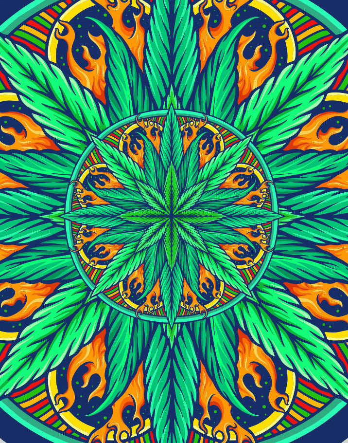 StonerDays Mandala #9 Dab Mat with vibrant psychedelic design, 8" diameter, front view