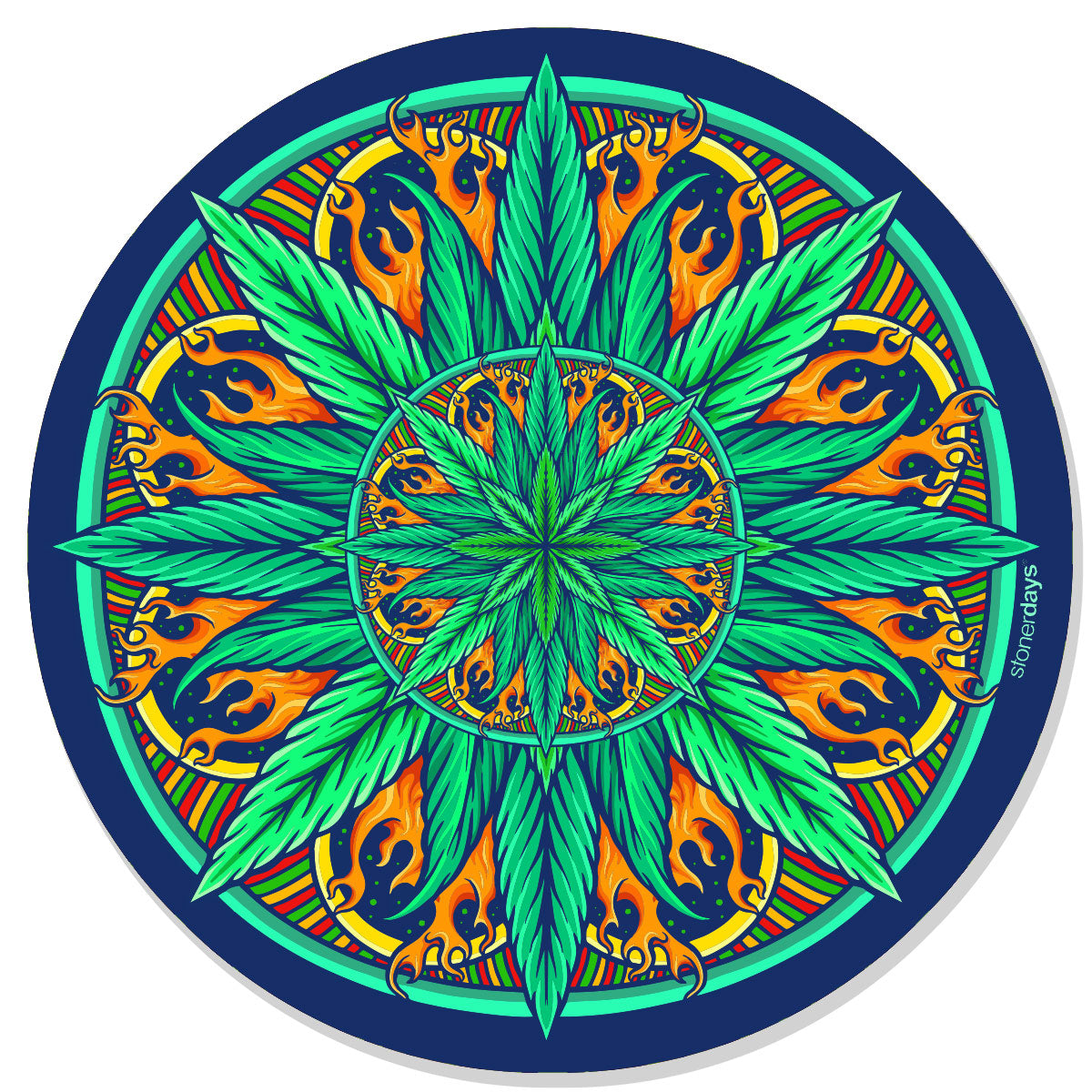 StonerDays Mandala #9 Dab Mat with vibrant psychedelic design, 8" diameter, top view