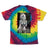StonerDays Marilyn Blue Tie Dye T-Shirt with vibrant rainbow design, front view on white background.