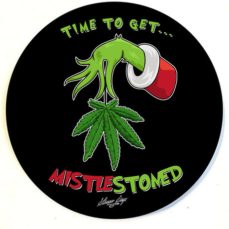 StonerDays Mistlestoned Dab Mat, 8" round polyester pad with rubber base for bongs and concentrates