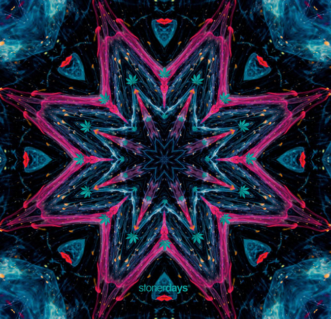 StonerDays Neon Star Dab Mat with vibrant psychedelic pattern, 8" diameter, for bongs and concentrates