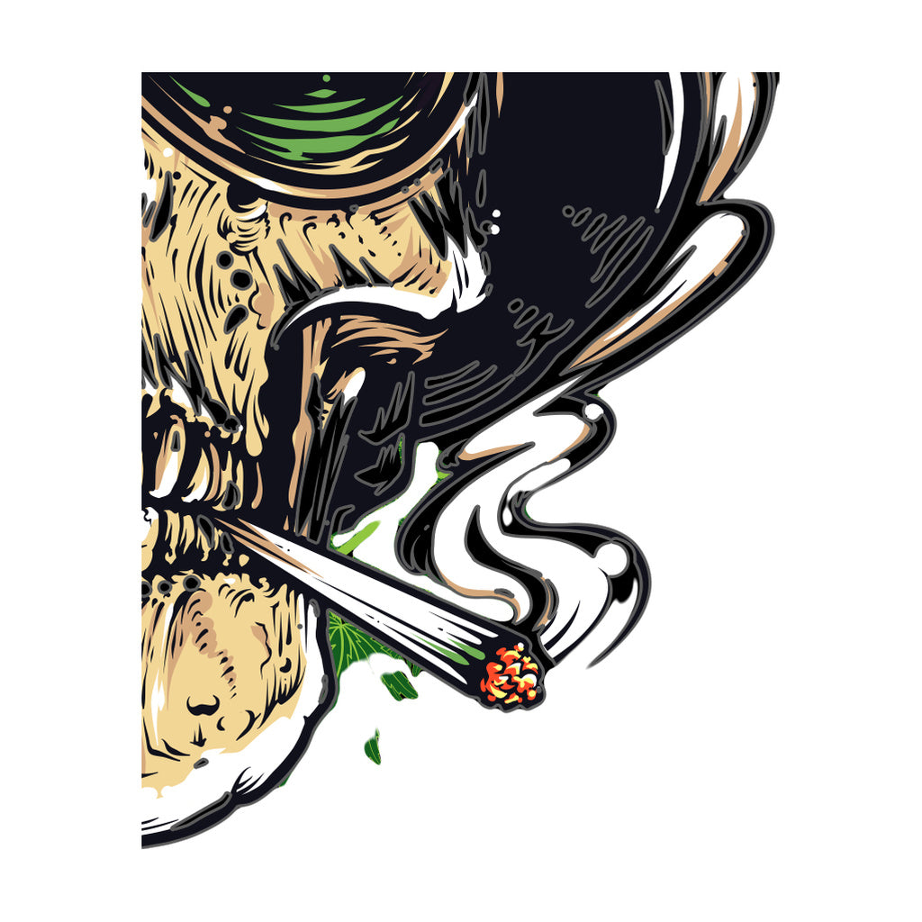 Close-up of StonerDays Og Kush Tank with vibrant skeleton print, cotton blend fabric