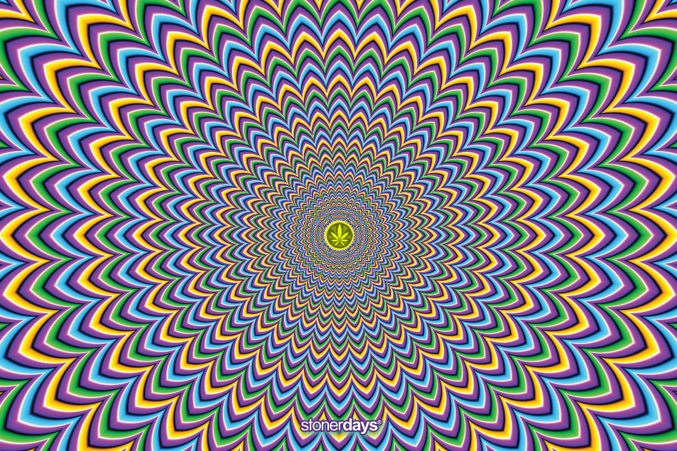 StonerDays Optical Illusion Dab Mat with vibrant psychedelic pattern, 1/4" thick polyester