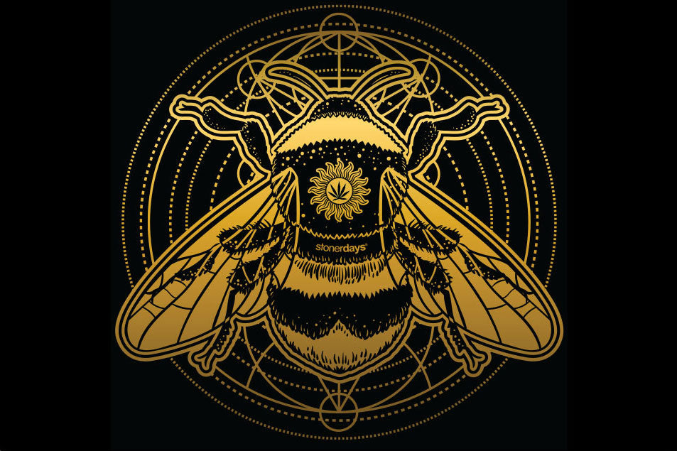 StonerDays Sacred Geometry Bee Design Dab Mat, Polyester & Rubber, 1/4" Thick