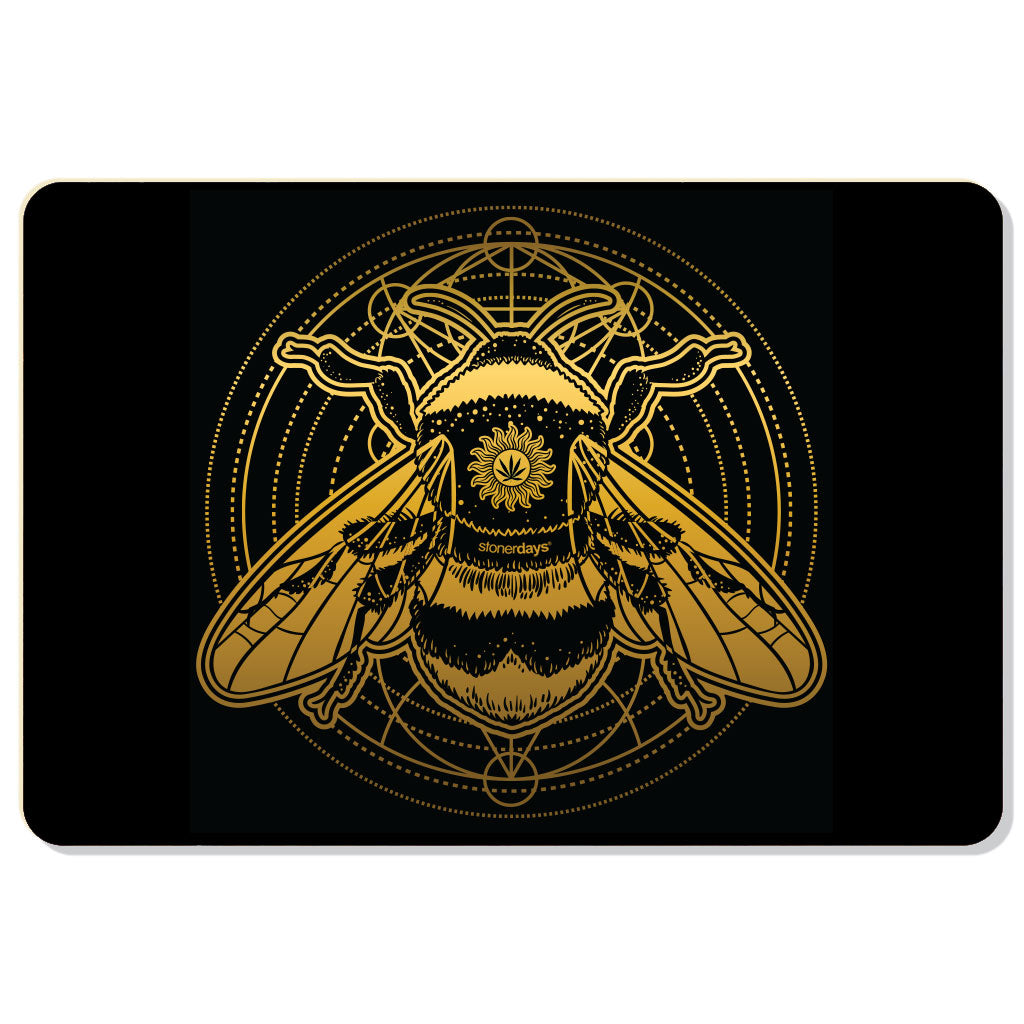 StonerDays Sacred Geometry Bee Design Dab Mat, 1/4" Thick Polyester, Rubber Base, Top View