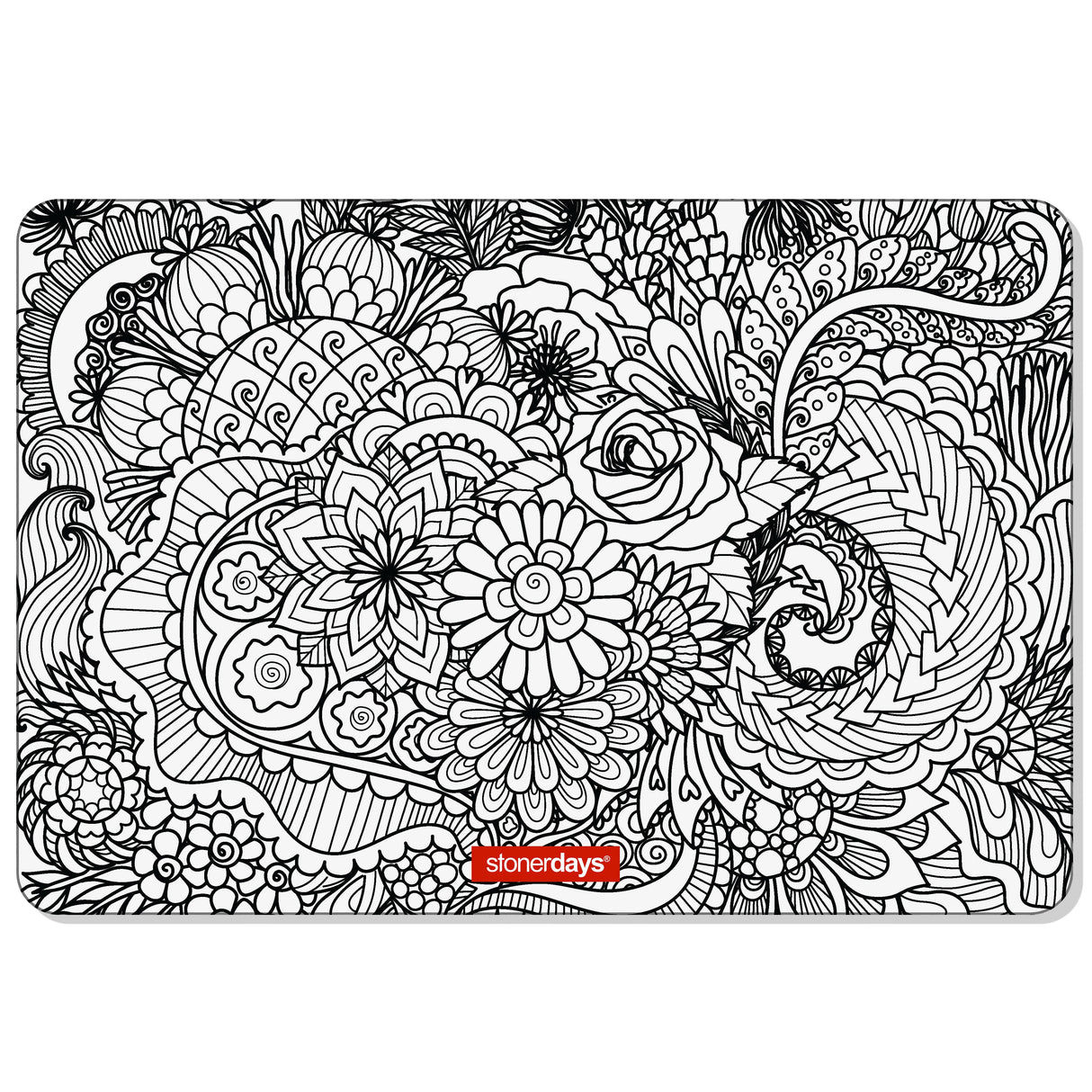 StonerDays Sea Of Flowers Large Creativity Mat for Dab Rigs, Top View on White Background
