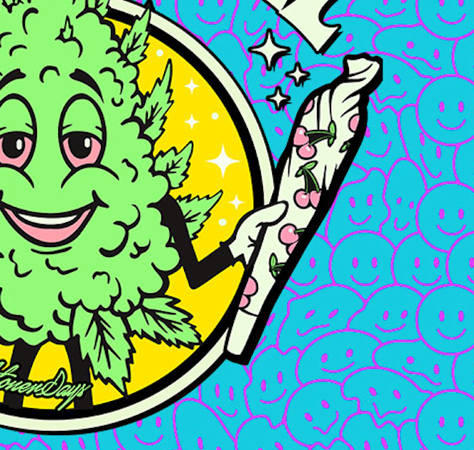 StonerDays Stay Chill 12x8" Dab Mat with vibrant cartoon design, top view