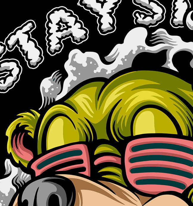 StonerDays Stay Stoned Save Lives Dab Mat with green Sherlock design, 8" diameter