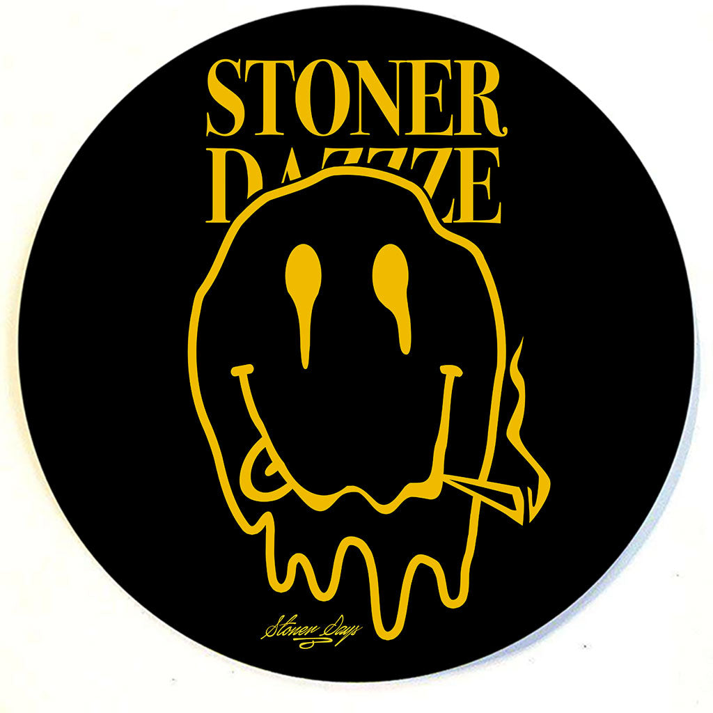 StonerDays Dab Mat with Smiley Face Design, 8" Diameter, Non-Slip Rubber Base, Top View