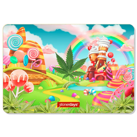 StonerDays Stoneyland Dab Mat with vibrant candy land design, polyester-rubber blend, 1/4" thick