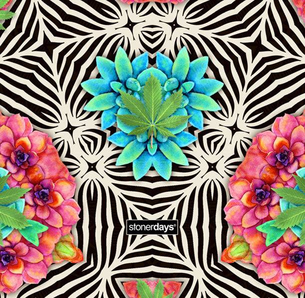 StonerDays Trippy Succulents Dab Mat with vibrant psychedelic pattern and logo