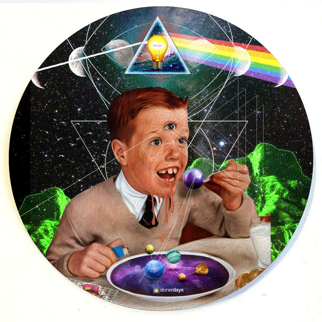 StonerDays Trips Are For Kids 8" 710 Dab Mat with vibrant psychedelic design, top view