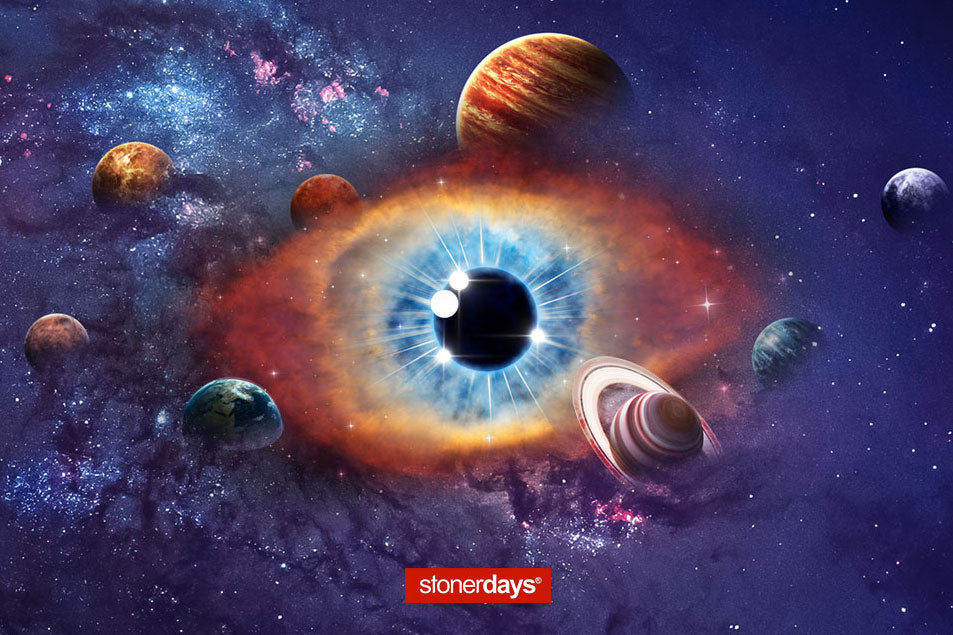 StonerDays Universe Eye Dab Mat with cosmic design, 1/4" thick polyester and rubber