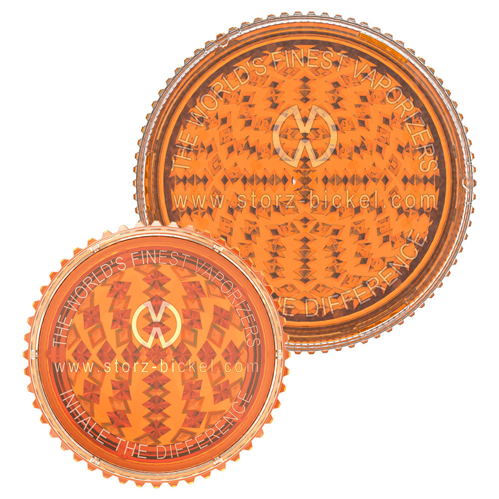 Storz & Bickel Herb Mill 2pc Grinder in Acrylic, Top View with Sharp Teeth for Easy Grinding