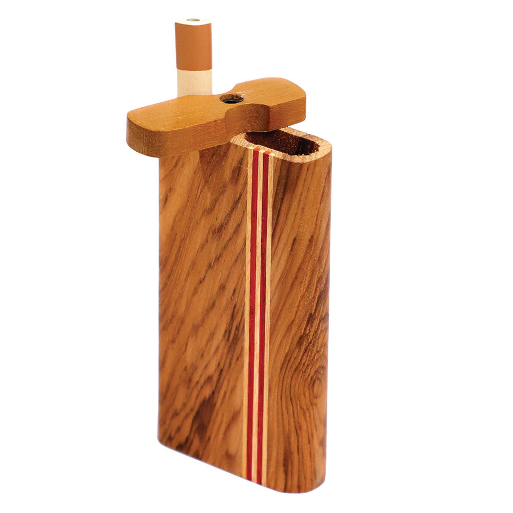 Large Striped Light Wood Dugout with Swivel Top - Front View on White Background