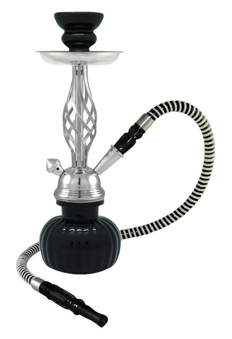 Swirl 1-Hose Premium Hookah, 12" height, with sleek design and durable build, side view on white background