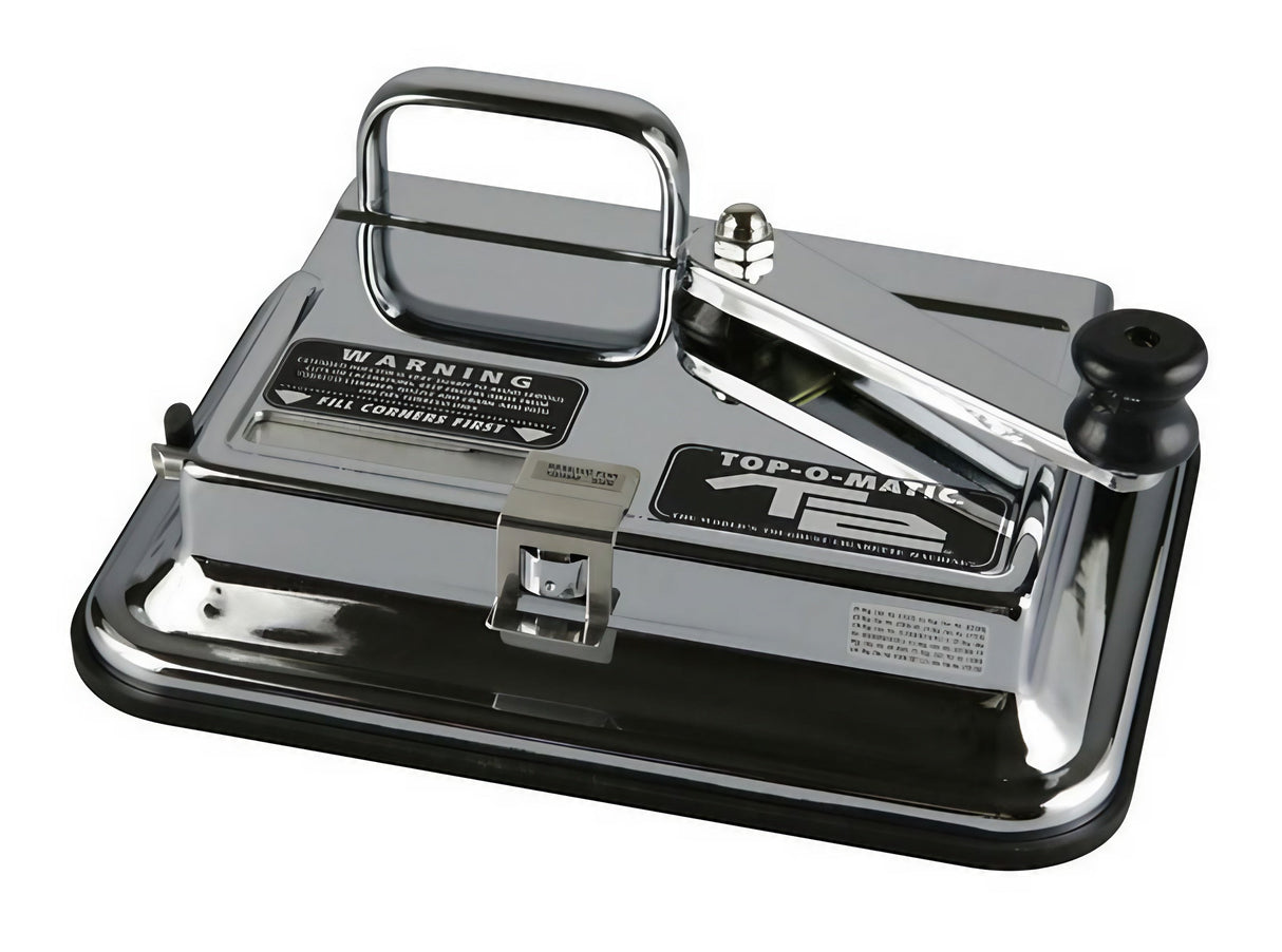 Top-O-Matic T2 Hand Powered Cigarette Injector in Silver for King Size, angled top view